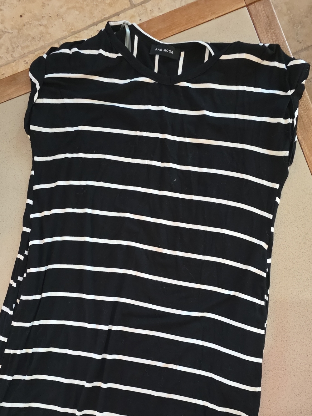 Rae Mode Black & White Striped Maxi Dress